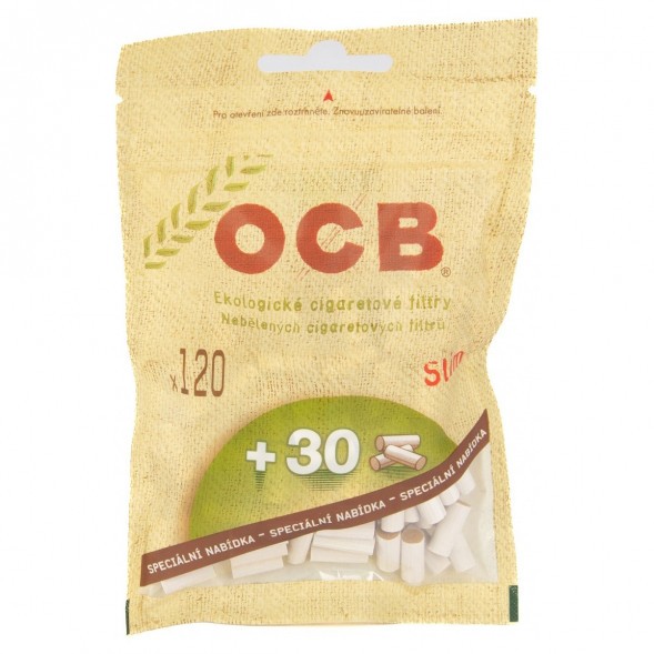 Фильтры для самокруток OCB - Ecologycal Slim Organic (120+30 штук, 15х6 мм)